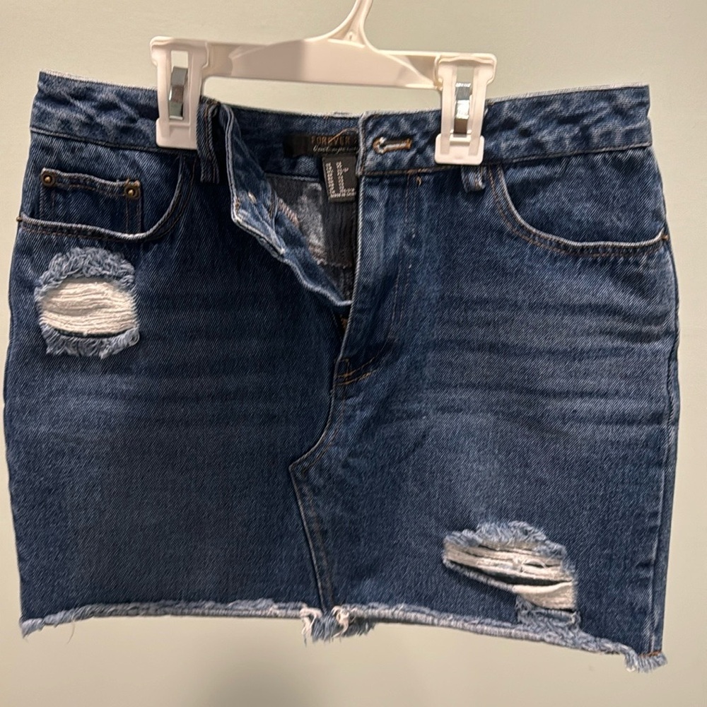Forever 21 high rise jean skirt